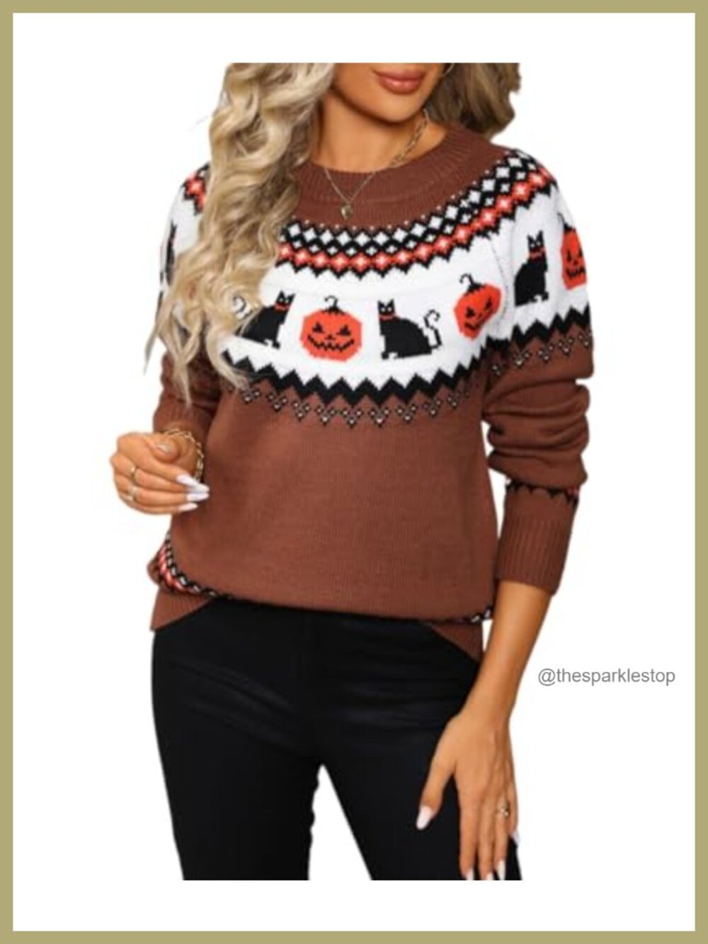 Halloween Knitted Pullover Sweater Loose Oversized V-Neck Graphic Fall Winter